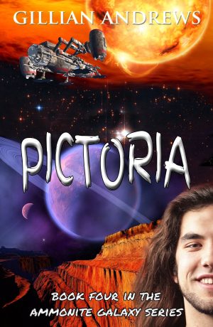 Pictoria 2 with smaller photos better final redone Full cover of Pictoria, Fourth book in the Ammonite Galaxy series, showing Ledin.